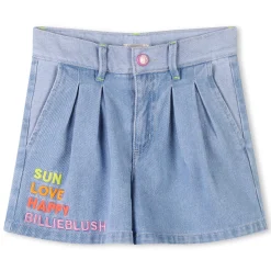 Adjustable-waist denim shorts