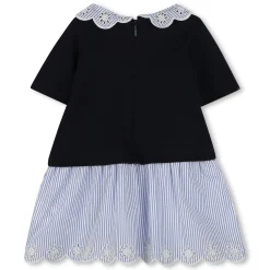Bimaterial collared dress