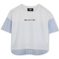 Bi-material T-shirt with print