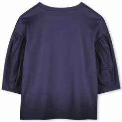 Bi-material T-shirt with print