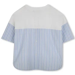Bi-material T-shirt with print