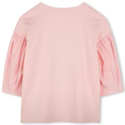 Bi-material T-shirt with print
