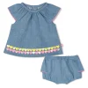 Denim set with frills