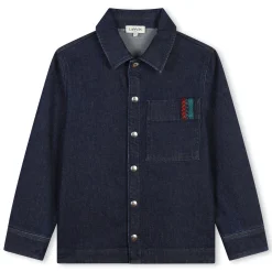 Denim shirt jacket with logo