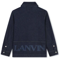 Denim shirt jacket with logo