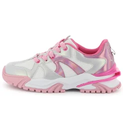 Dual-fabric lace-up trainers