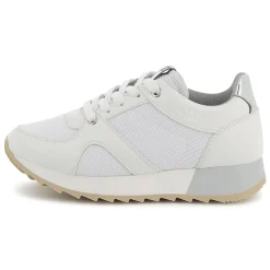 Dual-fabric lace-up trainers