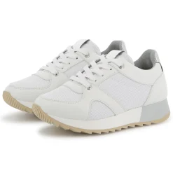 Dual-fabric lace-up trainers