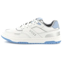 Lace-up dual-fabric trainers