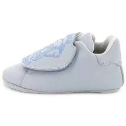 Leather hook-and-loop slippers