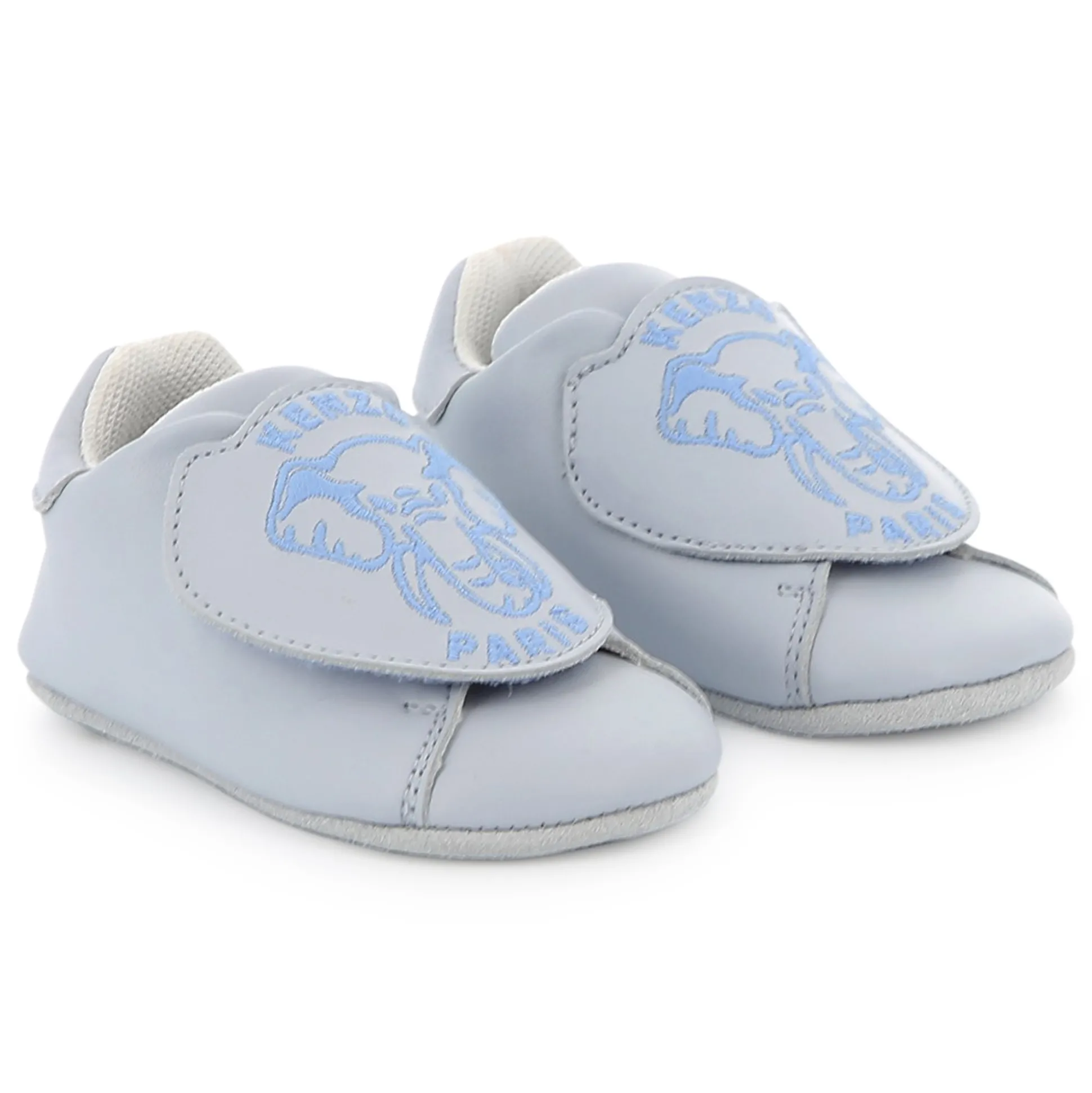 Leather hook-and-loop slippers