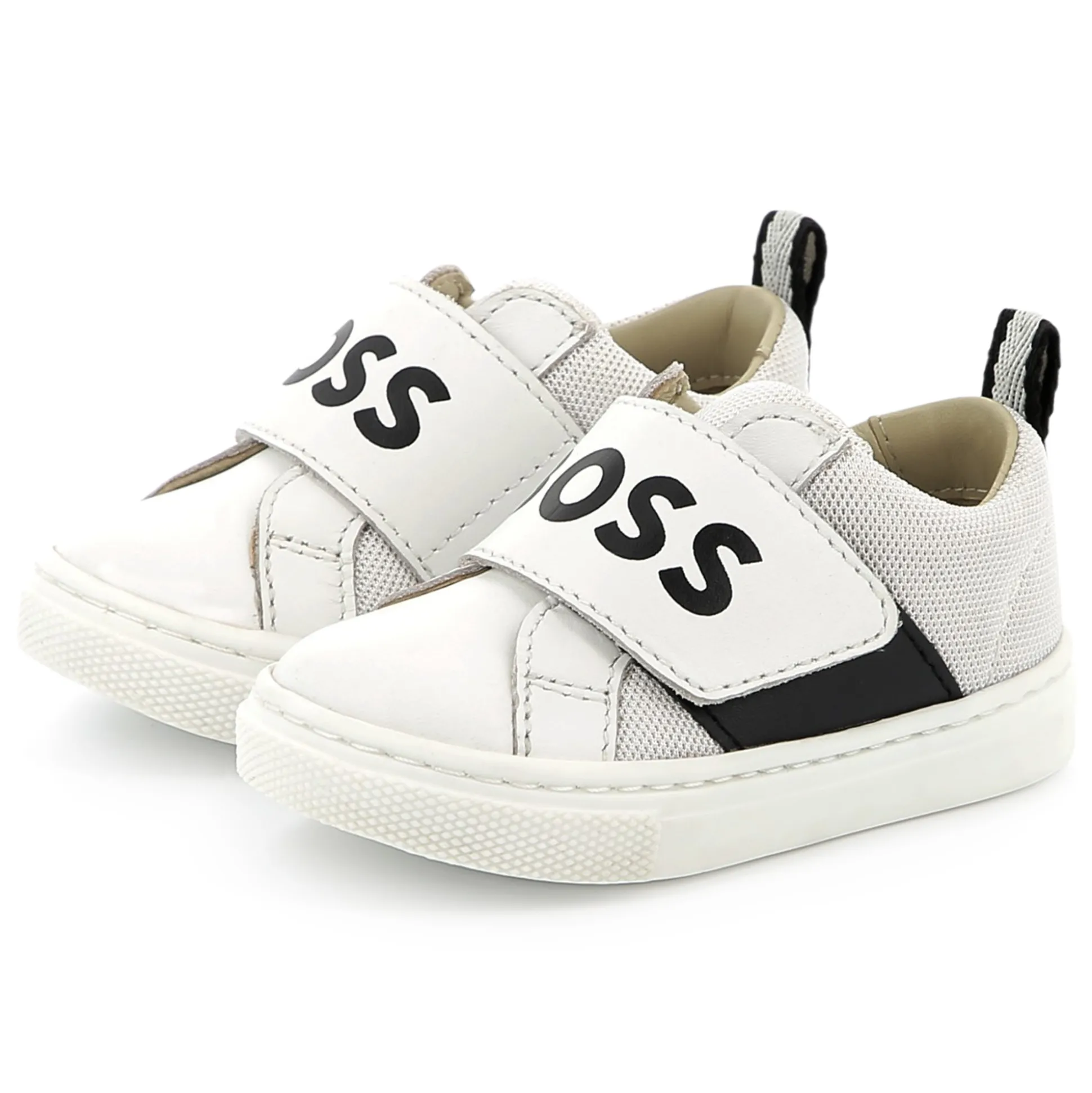 Leather hook-and-loop trainers
