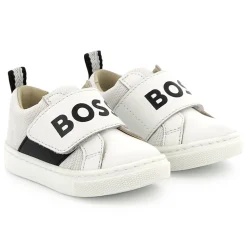 Leather hook-and-loop trainers