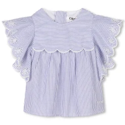 Short-sleeved cotton blouse